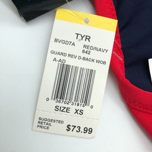 TYR Womens Guard Reversible Diamondfit Bikini Top UPF 50 Red Blue XS - Picture 7 of 9